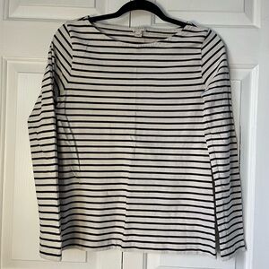 J. Crew Black and White Striped Long Sleeve Tee